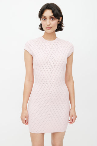 Balmain Pink Knit Fitted Dress