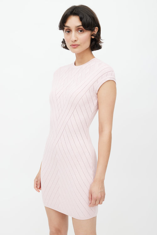 Balmain Pink Knit Fitted Dress