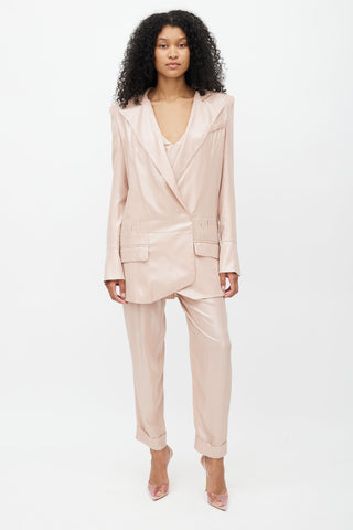 Balmain Pink Metallic Lightweight  Blazer