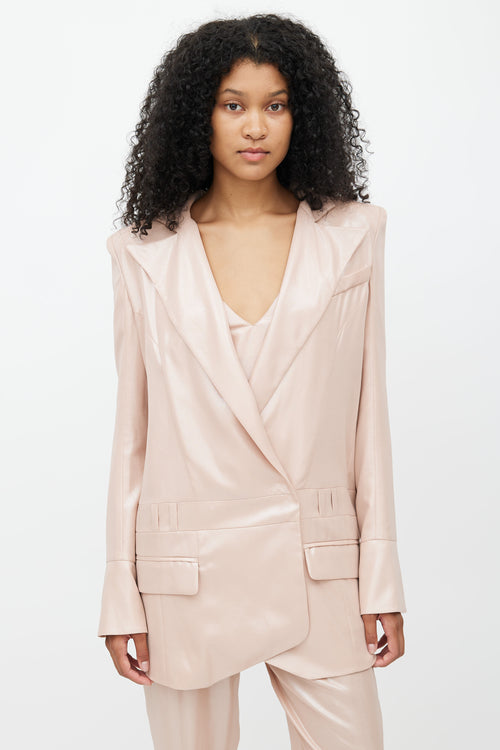 Balmain Pink Metallic Lightweight  Blazer