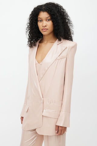 Balmain Pink Metallic Lightweight  Blazer