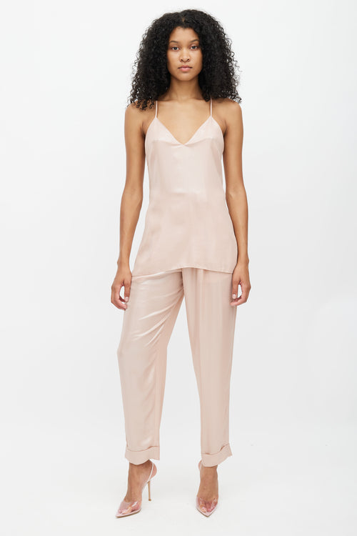 Balmain Pink Metallic V-Neck Camisole