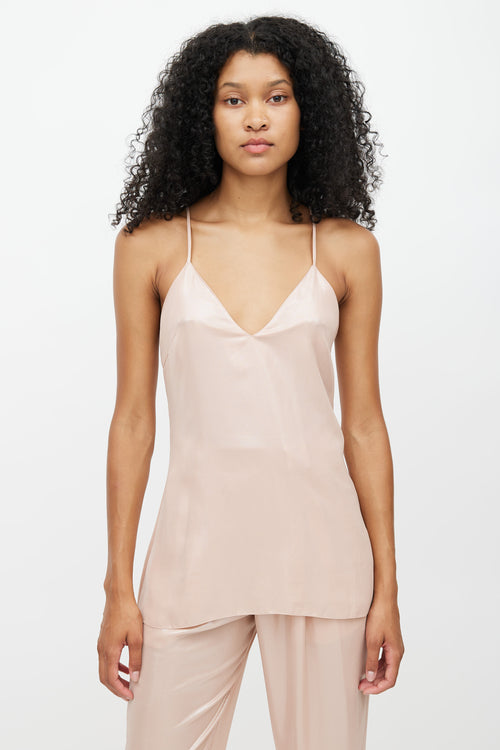 Balmain Pink Metallic V-Neck Camisole