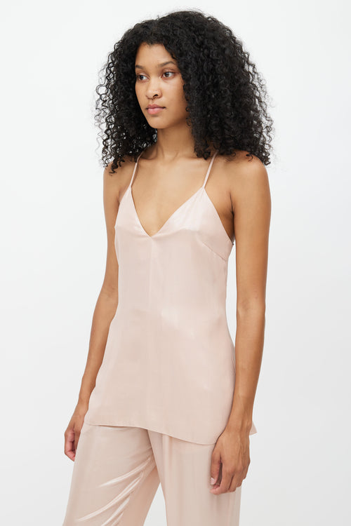 Balmain Pink Metallic V-Neck Camisole