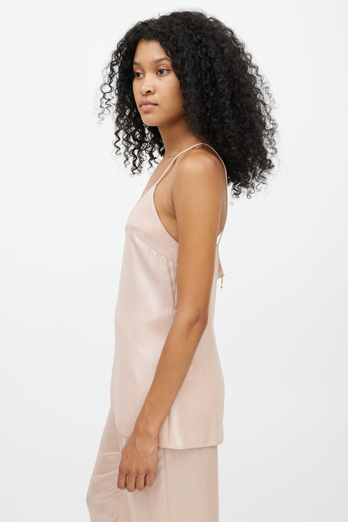 Balmain Pink Metallic V-Neck Camisole