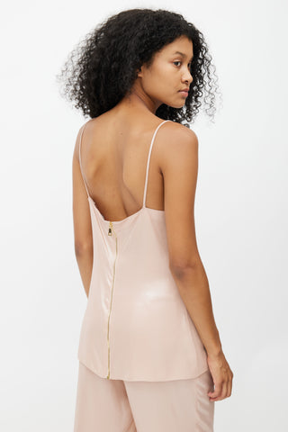 Balmain Pink Metallic V-Neck Camisole