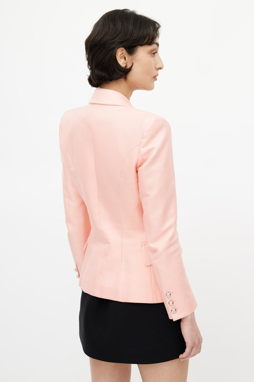 Balmain Pink Silk Blend Brooch Blazer