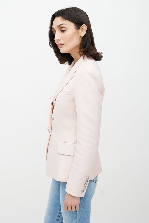 Balmain Pink 
Silver Double Breasted Wool Blazer