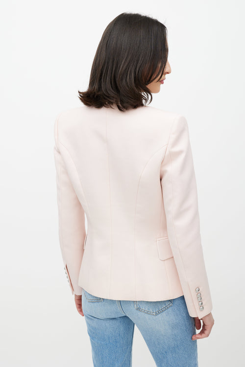 Balmain Pink 
Silver Double Breasted Wool Blazer