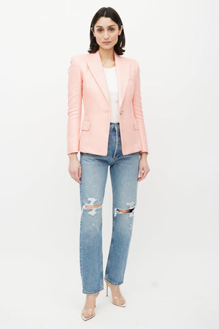 Balmain Pink 
Silver Woven Blazer