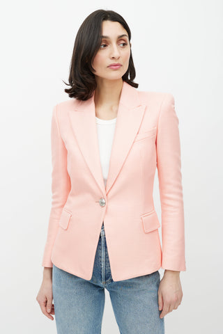 Balmain Pink 
Silver Woven Blazer