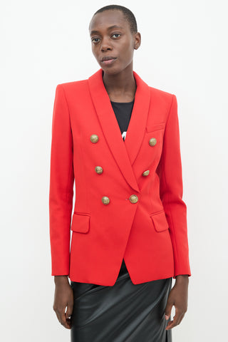 Balmain Red Wool Double Breasted Blazer