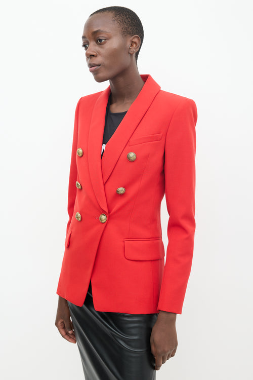 Balmain Red Wool Double Breasted Blazer