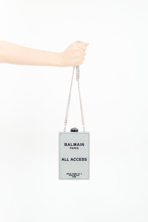 Balmain Silver All Access Minaudiere Box Bag