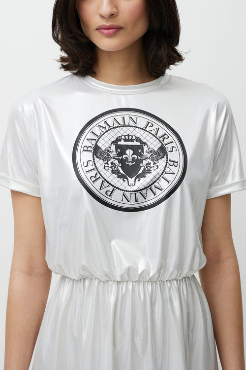 Balmain Silver 
Black Logo Dress