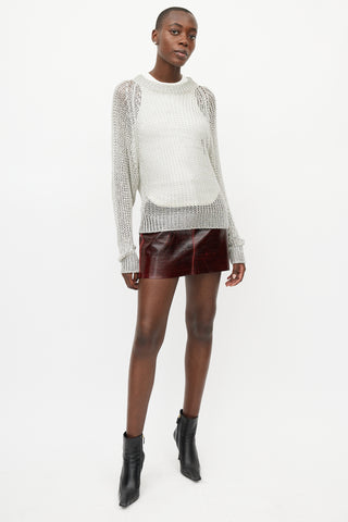 Balmain Silver Metallic Knit Sweater