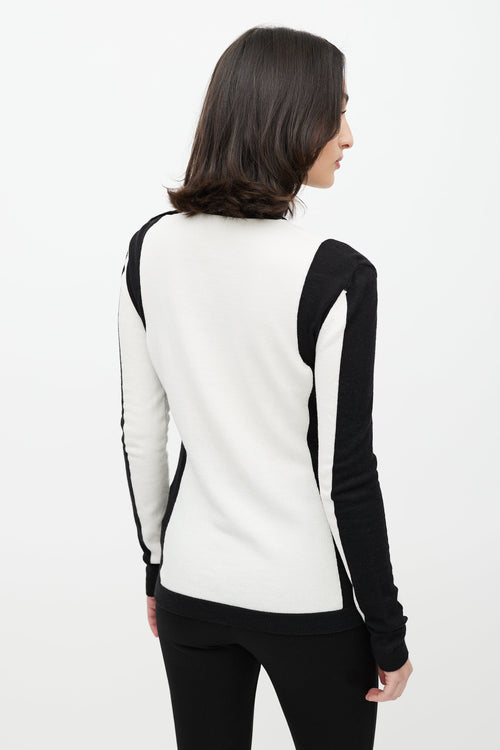 Balmain White 
Black Cashmere Button Top