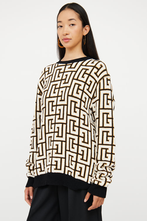 Black 
White Monogram Blanket Sweater