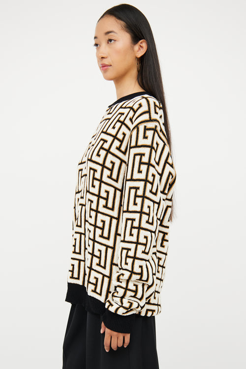 Black 
White Monogram Blanket Sweater