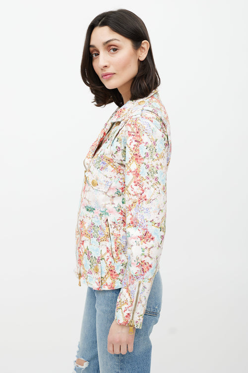 Balmain White 
Multicolour Floral Jacket