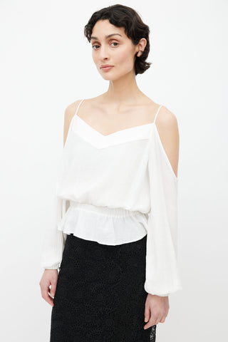 Balmain White Cotton Off Shoulder Blouse