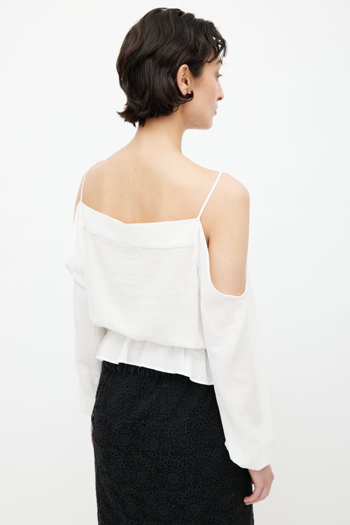 Balmain White Cotton Off Shoulder Blouse