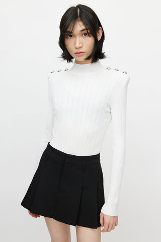 Balmain White Ribbed Knit Bodysuit