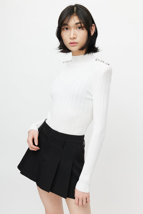 Balmain White Ribbed Knit Bodysuit