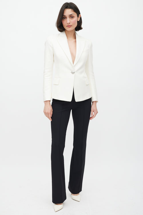 Balmain White 
Silver Woven Blazer