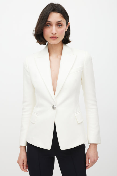 Balmain White 
Silver Woven Blazer