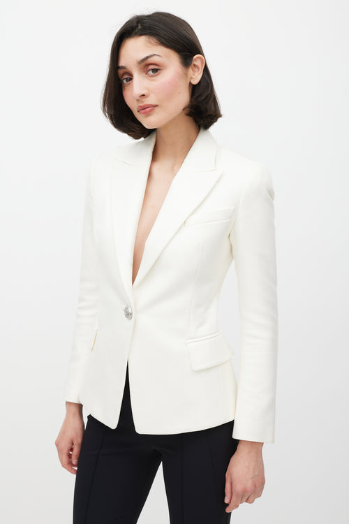 Balmain White 
Silver Woven Blazer