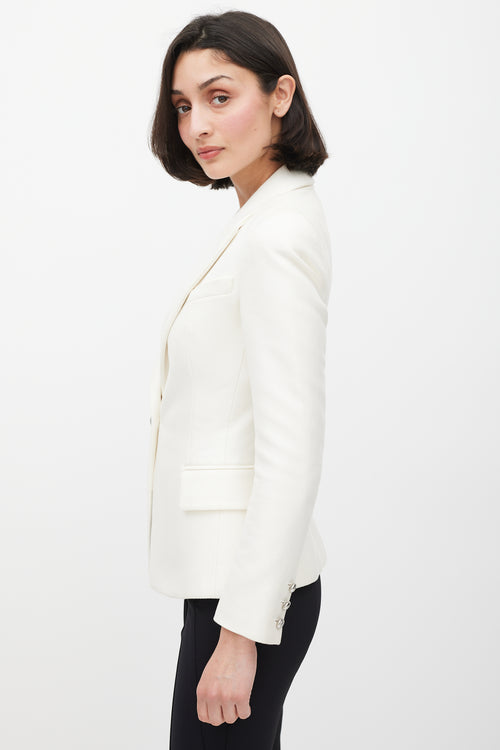 Balmain White 
Silver Woven Blazer