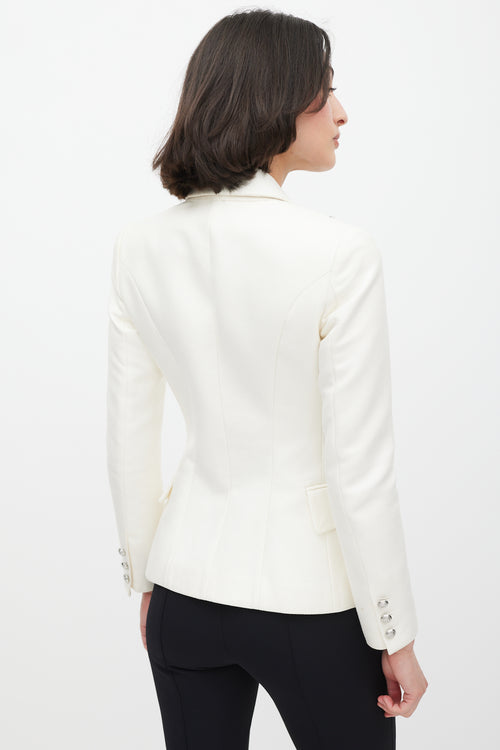 Balmain White 
Silver Woven Blazer