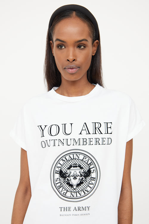 Balmain White Graphic Logo T-Shirt