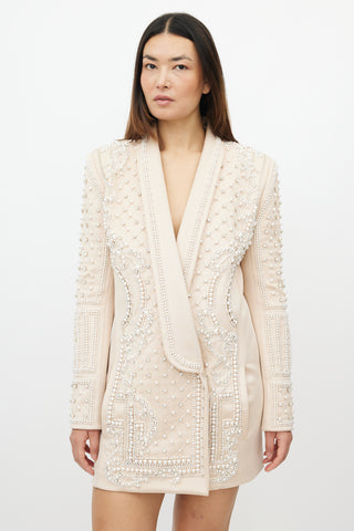 Balmain Pink Pearl Jewel Blazer Dress