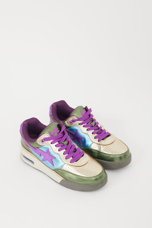 Bape Green 
Multicolour Road Sta Metallic Sneaker