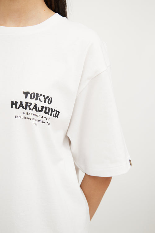 Bape White Kanji Head Short Sleeve Tshirt