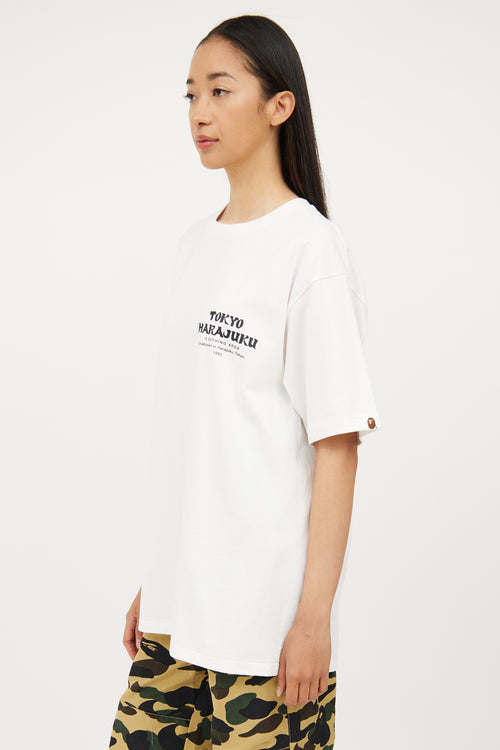 Bape White Kanji Head Short Sleeve Tshirt