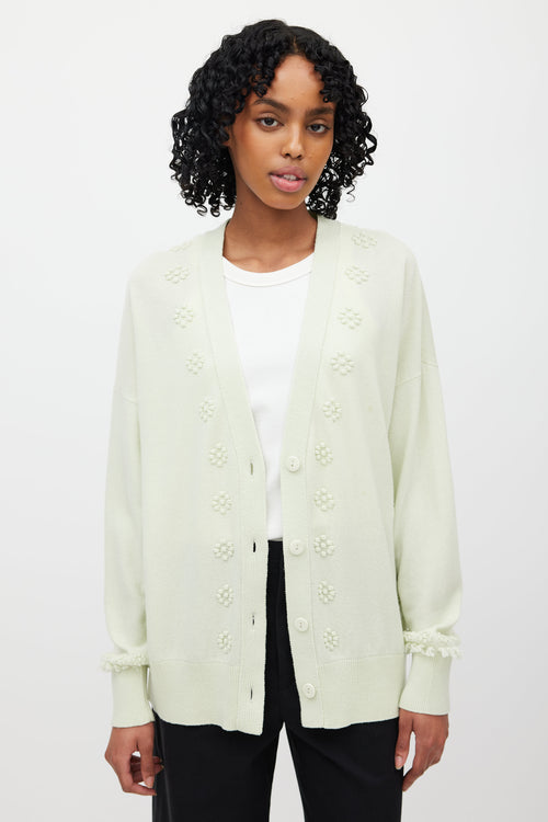 Barrie Green Cashmere Flower Cardigan