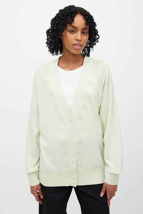 Barrie Green Cashmere Flower Cardigan