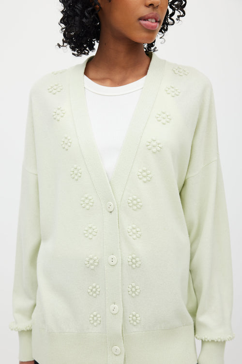 Barrie Green Cashmere Flower Cardigan