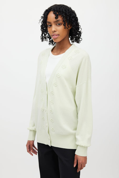 Barrie Green Cashmere Flower Cardigan