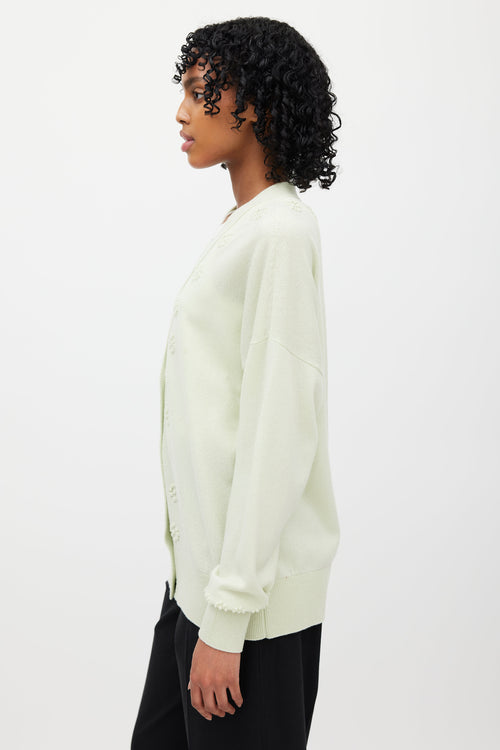 Barrie Green Cashmere Flower Cardigan