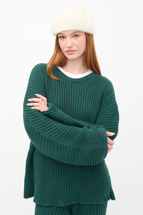 Baserange Green Ribbed Knit Kai Sweater