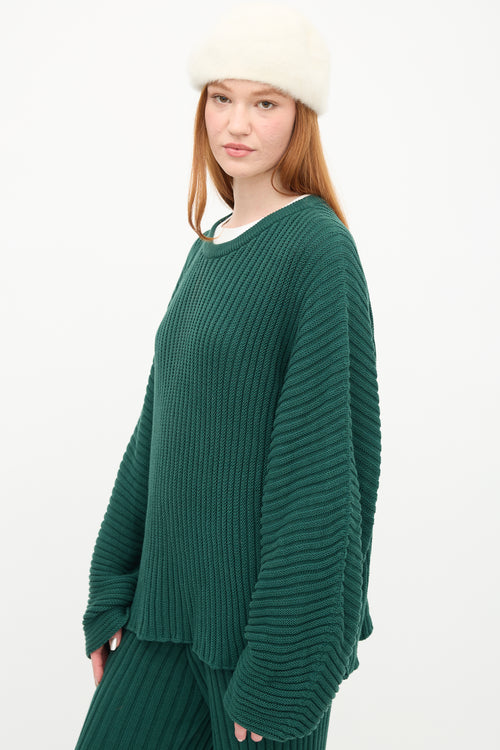 Baserange Green Ribbed Knit Kai Sweater