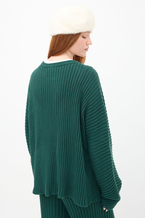 Baserange Green Ribbed Knit Kai Sweater