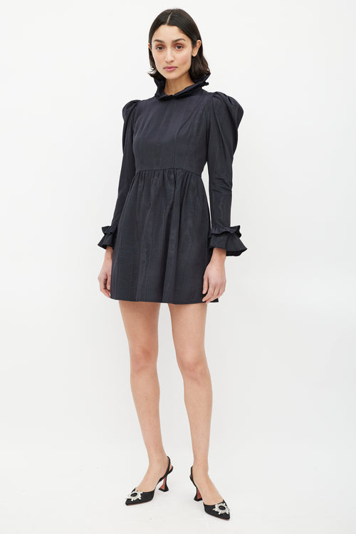 Batsheva Black Ruffled Peter Pan Collar Dress