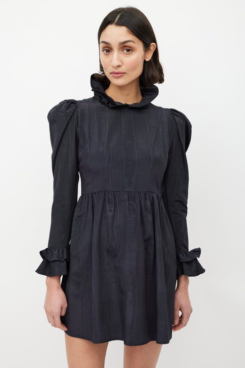 Batsheva Black Ruffled Peter Pan Collar Dress