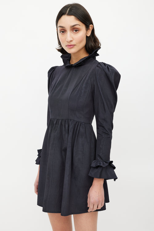 Batsheva Black Ruffled Peter Pan Collar Dress