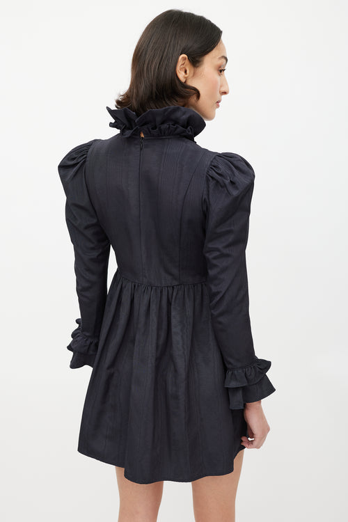 Batsheva Black Ruffled Peter Pan Collar Dress